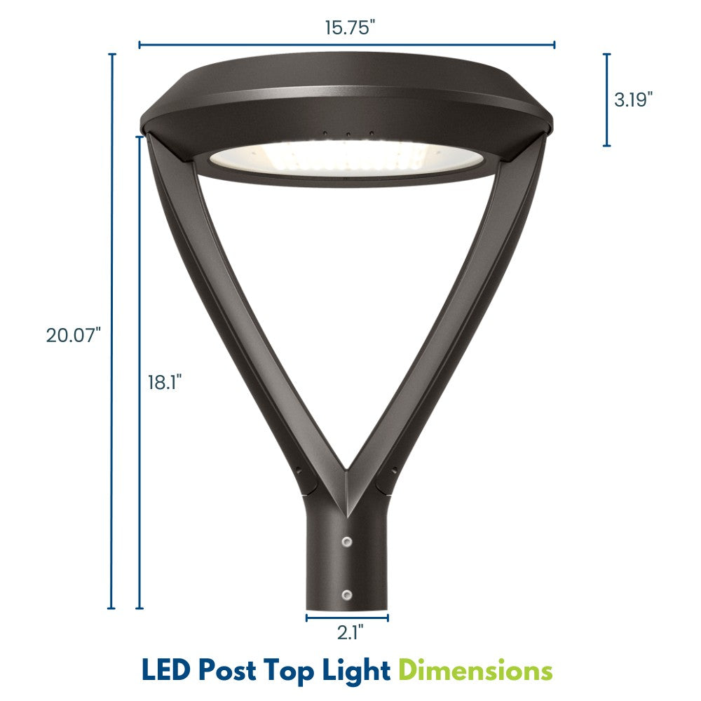 Konlite LED Post Top Light Dimensions