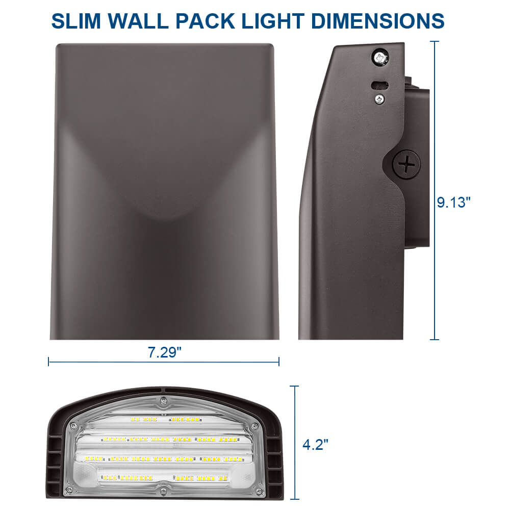 Konlite LED Slim Wall Pack Light dimensions
