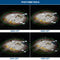Photometric analysis of 150W Konlite Black outdoor Postop light fixture output for different wattage and throw distances.
