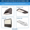 Various types of light fixtures with compatibility information for emergency LED drivers.