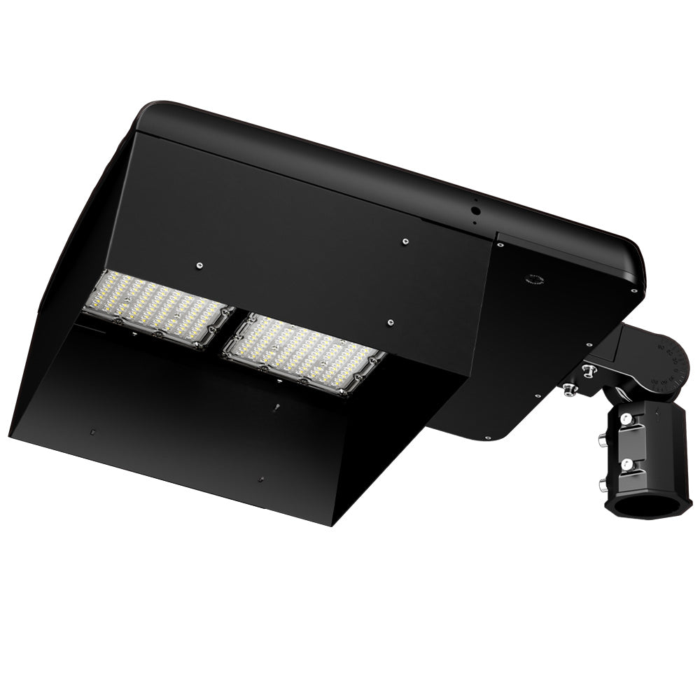 Black 360° Glare Shield installed on 400W Spica Series LED Sports Lights