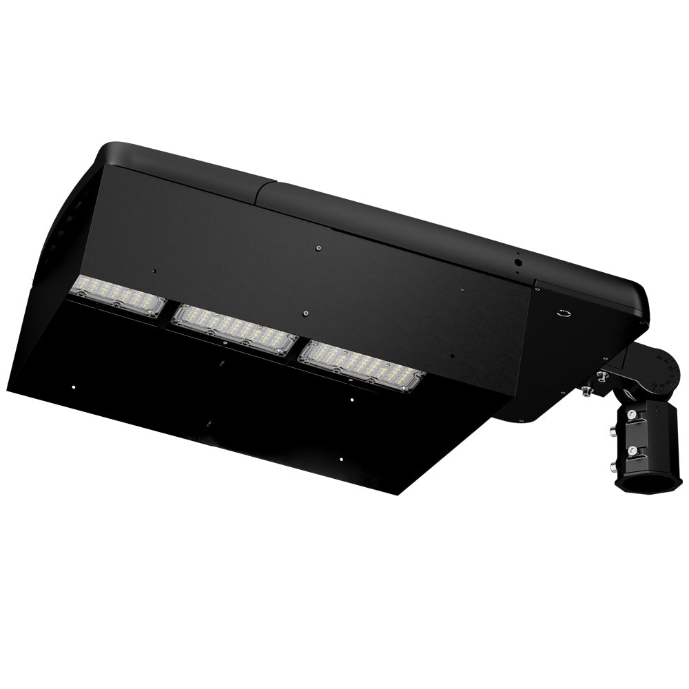 Black 360° Glare Shield installed on a 600W Spica Series LED Sports Lights
