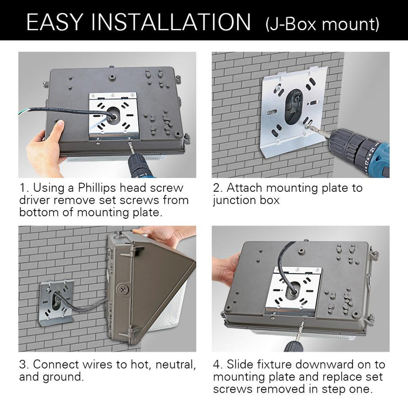 Konlite LED Wall Pack Light installation guides