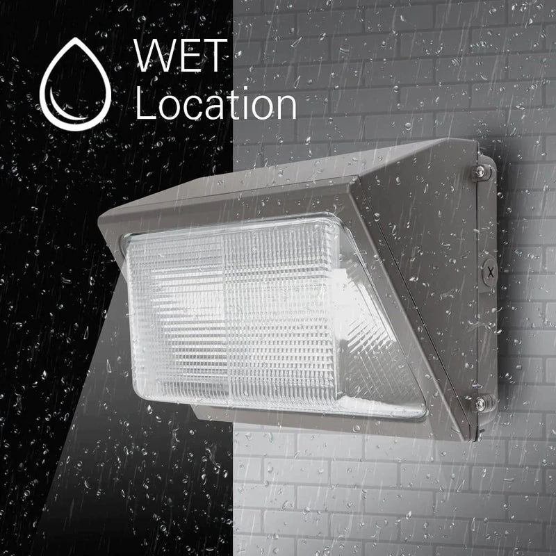 Konlite LED Wall Pack Light With Photocell - 100W wet location support