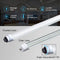 one frosted and one clear lens 8 foot LED T8 bulbs displayed with main features