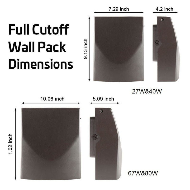 Konlite LED Slim Wall Pack Light dimensions