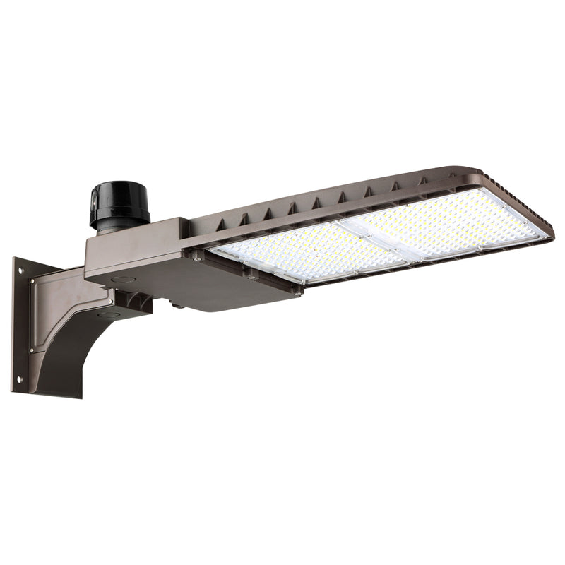 Konlite LED Outdoor Area Light with Wall mount bracket and dusk to dawn photocell