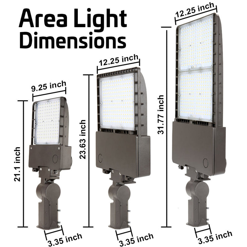 the dimensions of Konlite LED Aera light on slipfitters for all sizes