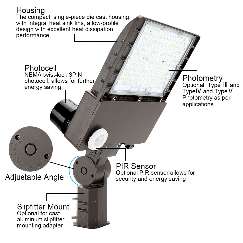 200W led flood light with photocell structure