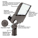 led parking lot pole light with photocell