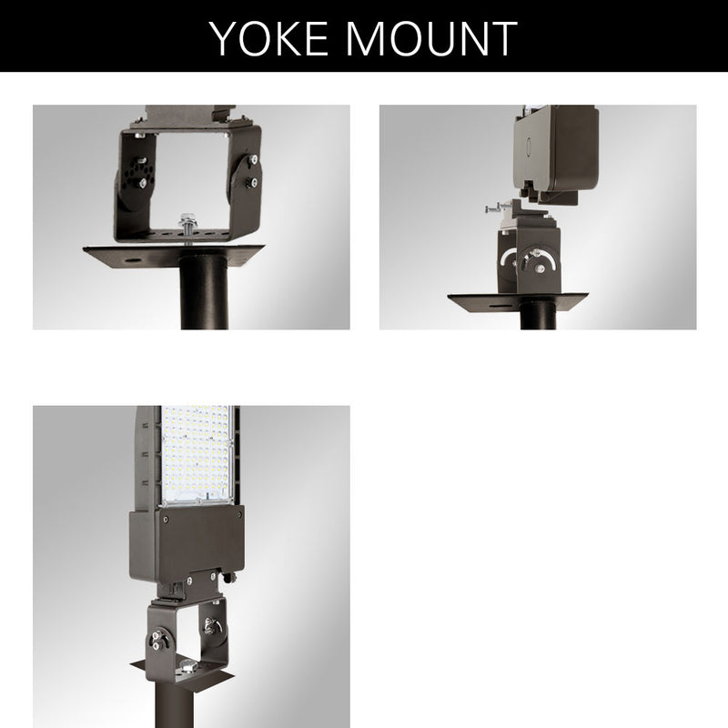 LED area and flood light trunnion and yoke mount installations guides