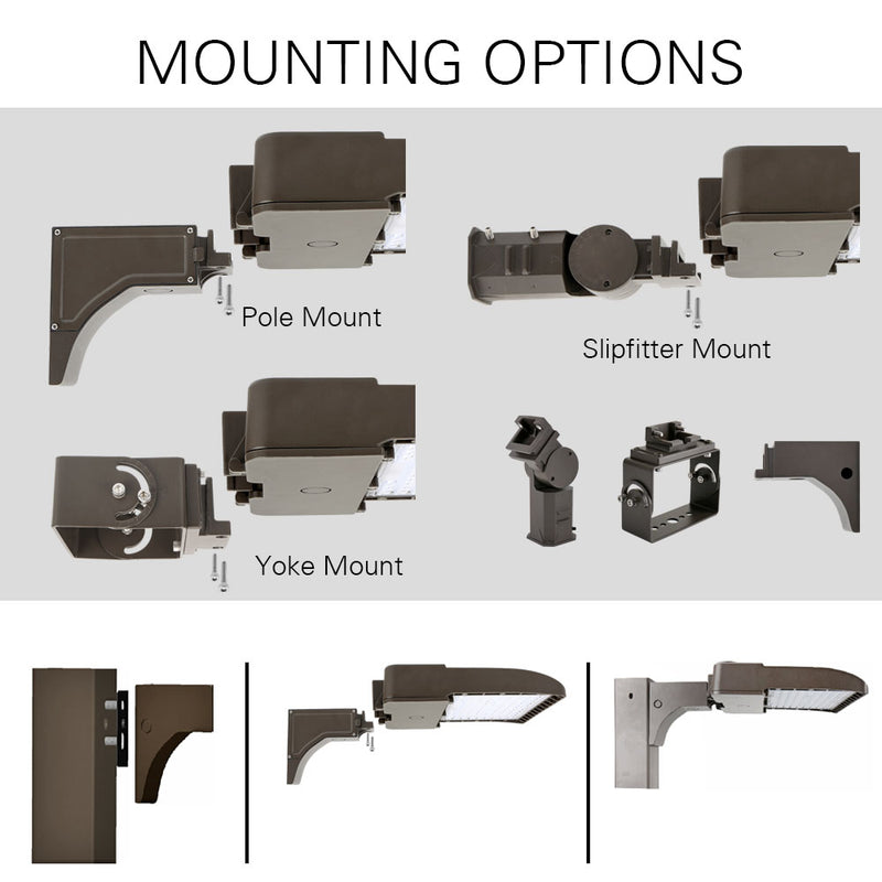mounting options: Pole mount, slipfitter, yoke mount