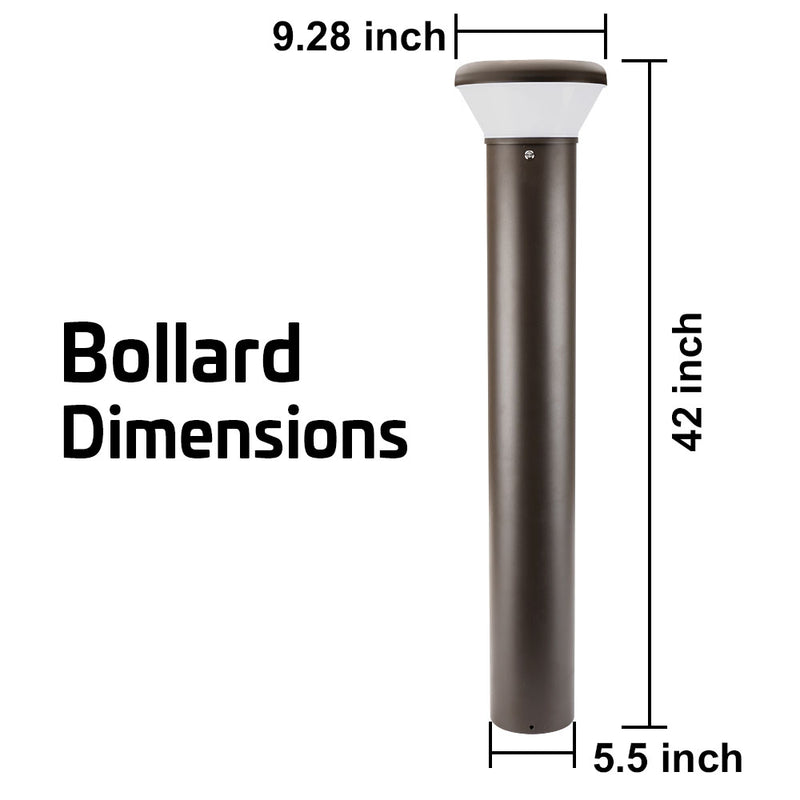 Konlite LED Bollard Light dimensions