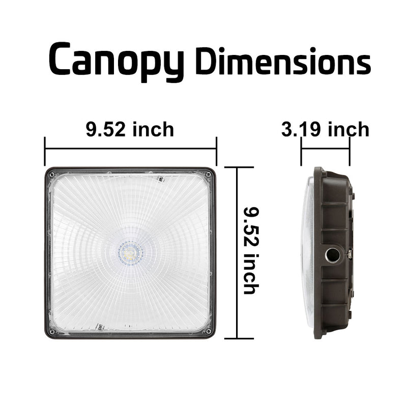 Konlite LED Canopy Area Light product dimensions