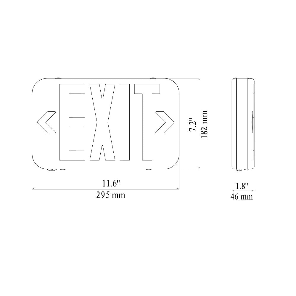 LED Exit sign dimensions