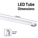 8 foot FA8 base LED T8/T10/T12 bulb dimension