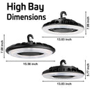 Konlite Round UFO Highbay -180W - 24500 Lumens - 5000K Daylight White - Frost Diffuser - 600W Equal -120-277V
