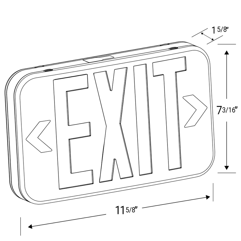 LED Exit Sign - Double Sided Red Lettering - Battery Backup - 120/277V