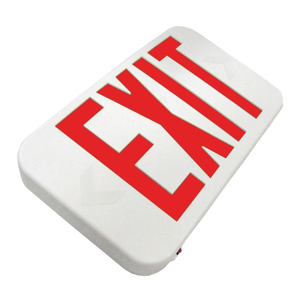 LED Exit Sign - Double Sided Red Lettering - Battery Backup - 120/277V
