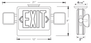 LED Exit Emergency Light Combo Unit - Remote Capable - Dual Head With Red Letters - 3.7W - 120-277V