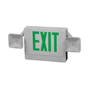 LED Exit Emergency Light Combo Unit - Dual Head - Double Sided With Green Letters - Battery Backup - 7W 120-277V