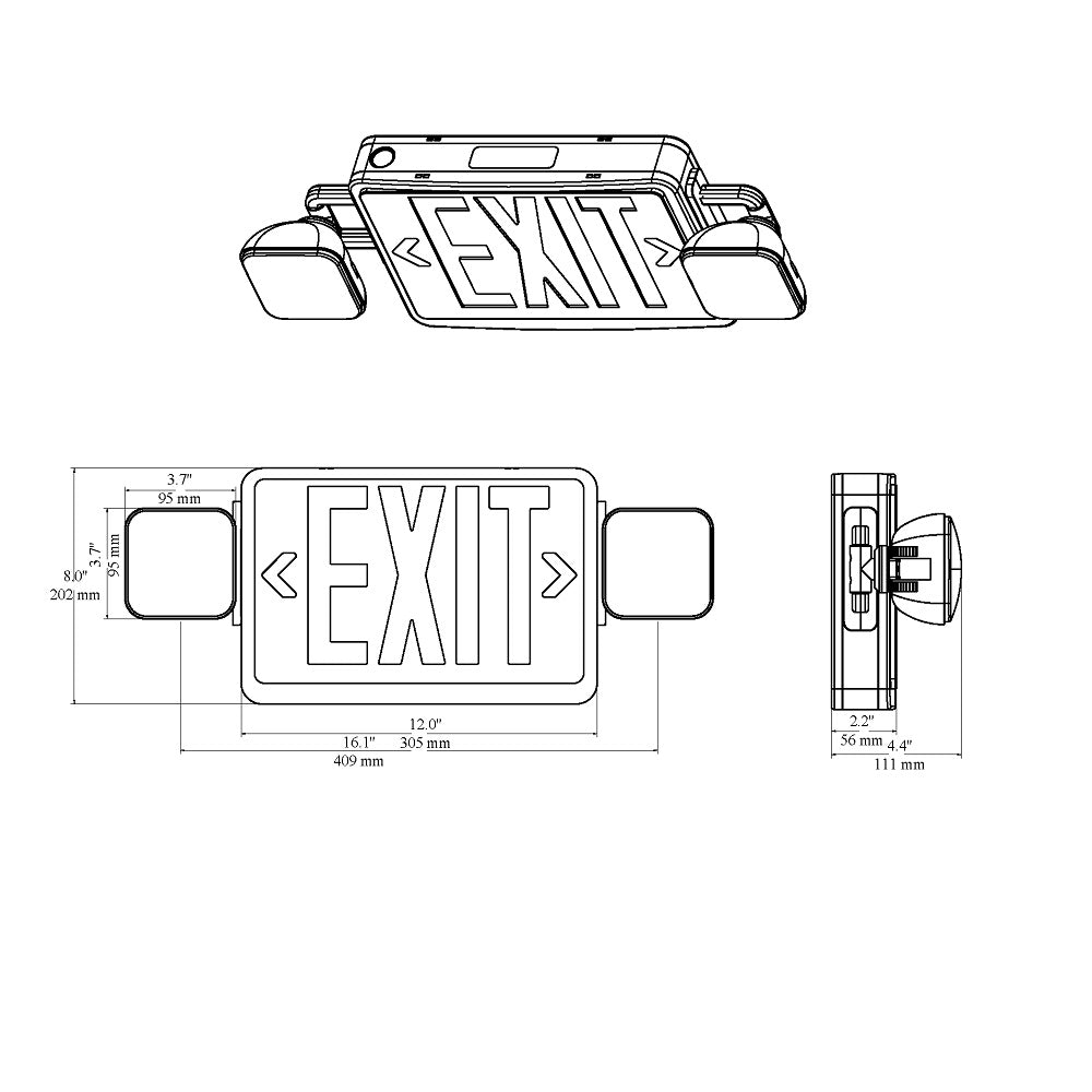 LED Exit Sign with Combo | Red or Green Letter Selectable | 3.5W | 120 ...