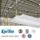 Konlite Linear LED Highbay Light hanging in a warehouse