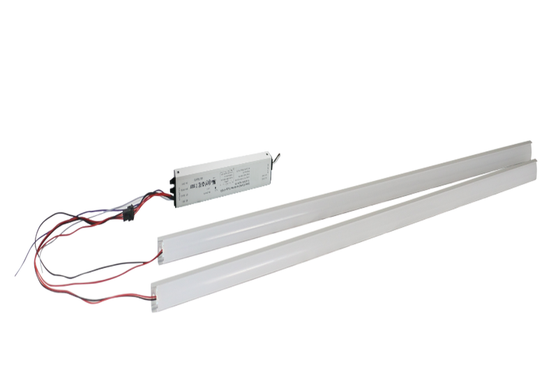  Two 4ft Magnetic Linear LED Retrofit Kit wired connected with a driver