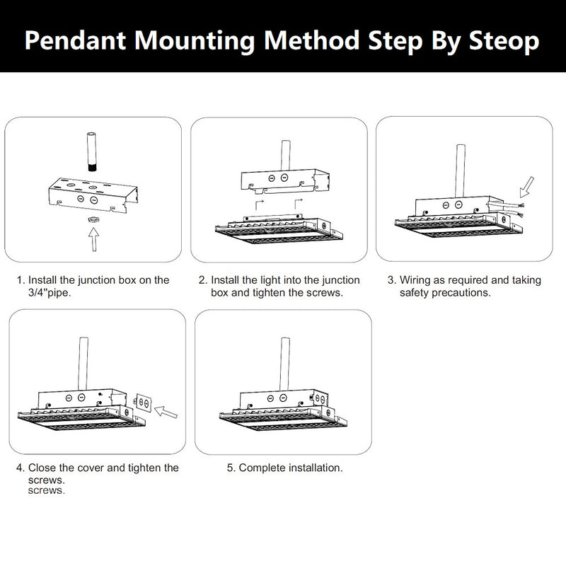 pendant mounting method for konlite pavo series led linear high bay
