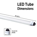 8 foot R17D base LED T8/T10/T12 bulb dimension