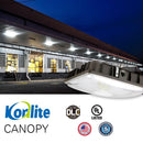 UL and DLC certified Konlite led canopy lights illuminate a loading dock