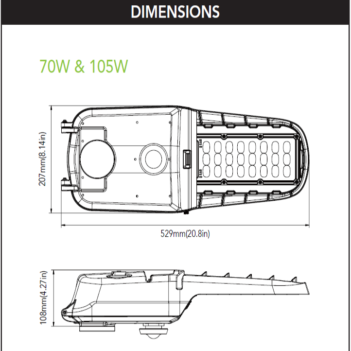 70W LED Cobra Head Roadway Light – 9,900LM, 4000K, Photocell – 250W ...