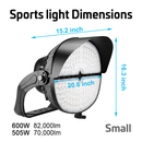 dimensions of konlite 505W and 600W LED sports light