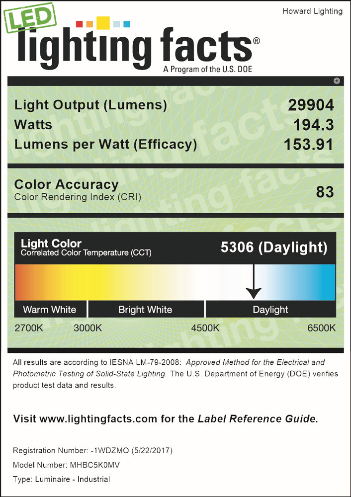 Linear LED High Bay Light - 200W - 29900 Lumens - 5000K - 120-277V - 400W Equal - Made in USA