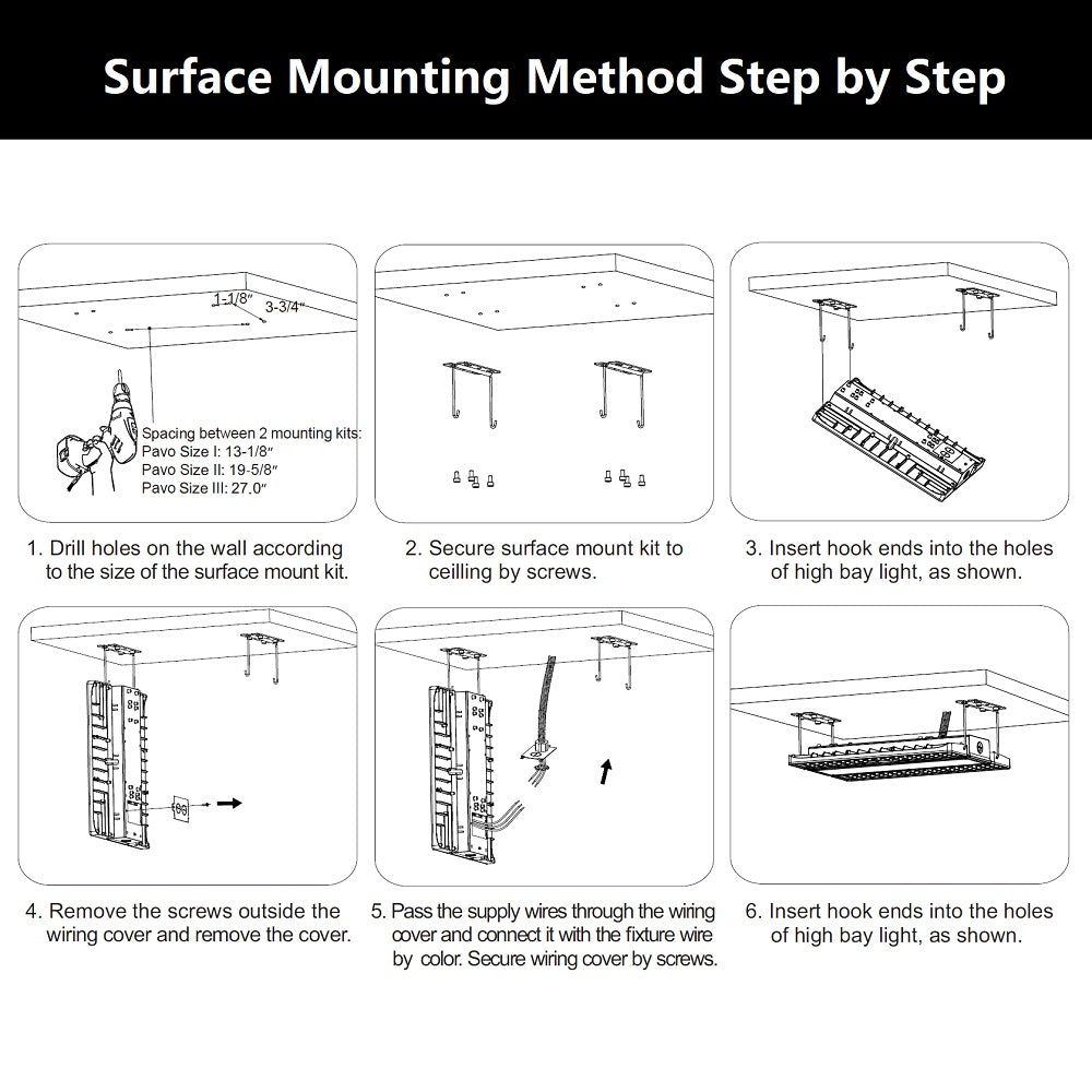 surface mounting method for konlite pavo series led linear high bay
