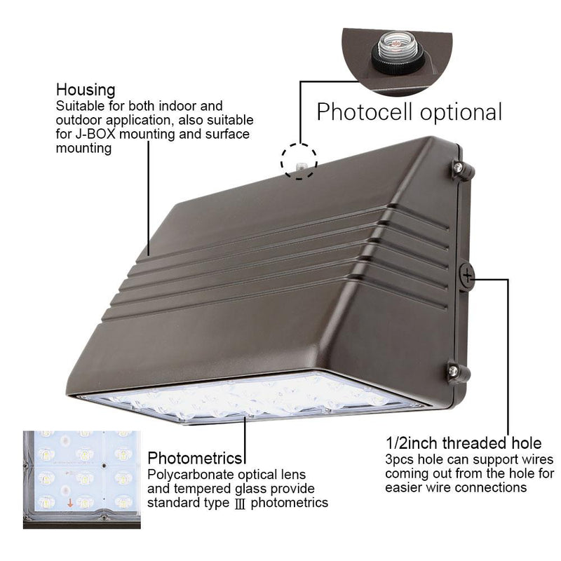 Konlite Full Cutoff LED Wallpack Light with photocell