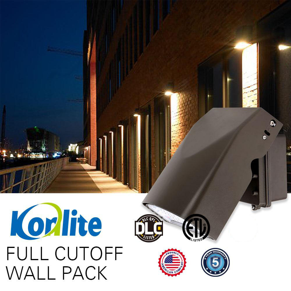 Konlite LED Slim Wall Pack Light - Adjustable - 27W - 3,600 Lumens - 5000K - 120-277V - 70W Equal