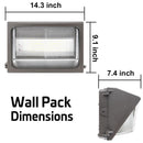 Konlite LED Wall Pack Light With Photocell - 100W dimensions
