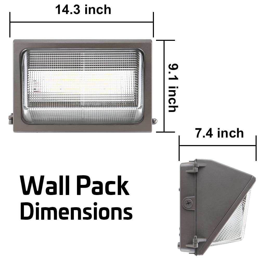 Konlite LED Wall Pack Light With Photocell - 80W wall pack dimensions