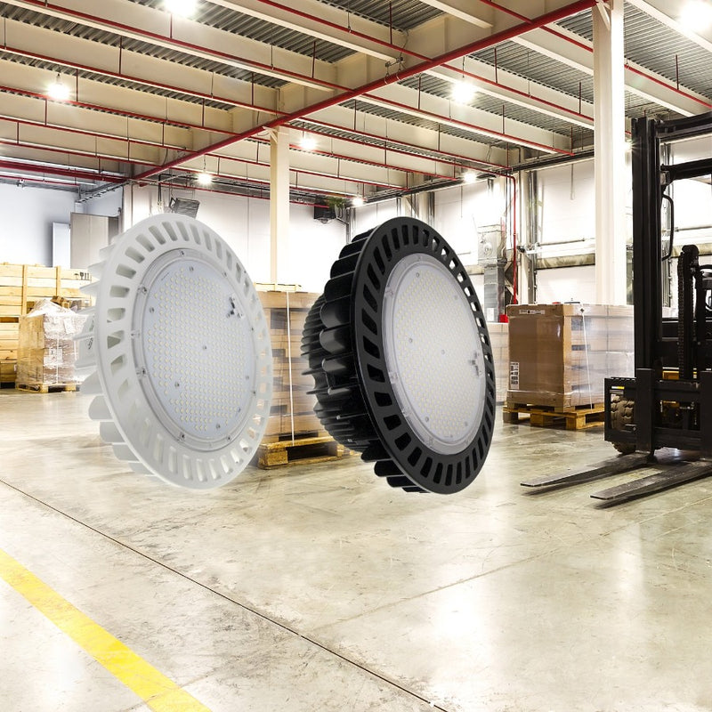 Black and white KONLITE HIGHBAY in a warehouse 