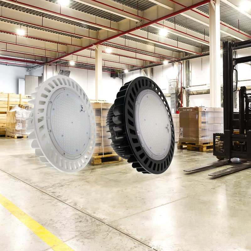 Black and white KONLITE HIGHBAY in warehouse 